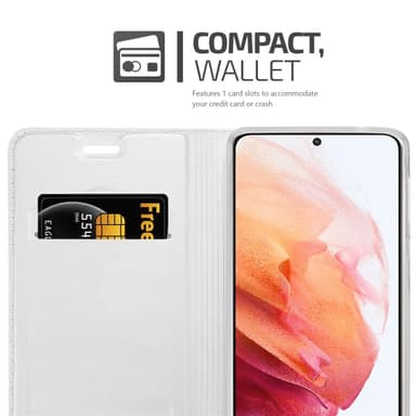 Samsung Galaxy S21 5G Suojakuori Lompakkokotelo (Hopea)