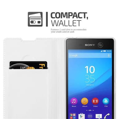 Sony Xperia M5 Suojakuori Lompakkokotelo (Hopea)