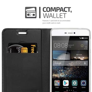 Huawei P8 Suojakuori Lompakkokotelo (Musta)