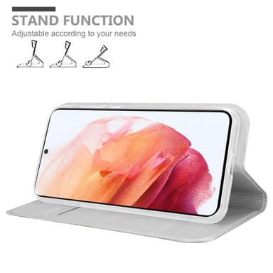 Samsung Galaxy S21 5G Suojakuori Lompakkokotelo (Hopea)