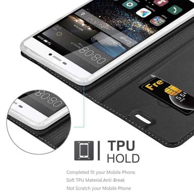 Huawei P8 Suojakuori Lompakkokotelo (Musta)