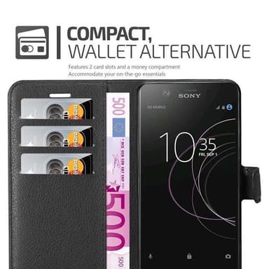 Sony Xperia XZ1 Suojakuori Lompakkokotelo (Musta)