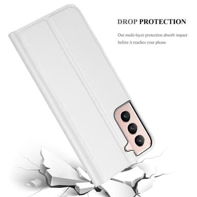 Samsung Galaxy S21 5G Suojakuori Lompakkokotelo (Hopea)
