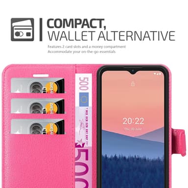 Nokia C21 Suojakuori Lompakkokotelo (Vaaleanpunainen)