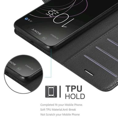 Sony Xperia XZ1 Suojakuori Lompakkokotelo (Musta)