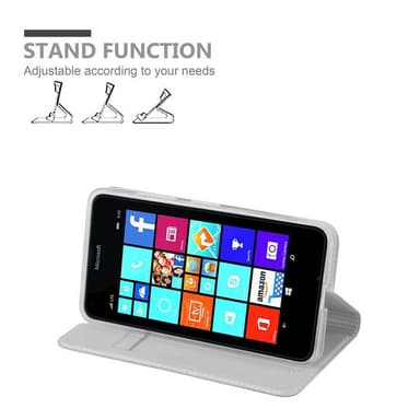 Nokia Lumia 640 Suojakuori Lompakkokotelo (Hopea)