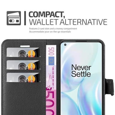 OnePlus 8 PRO Suojakuori Lompakkokotelo (Musta)