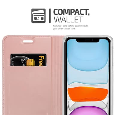 iPhone 11 Suojakuori Lompakkokotelo (Vaaleanpunainen)