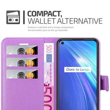 Realme 6 4G / 6s Suojakuori Lompakkokotelo (Violetti)