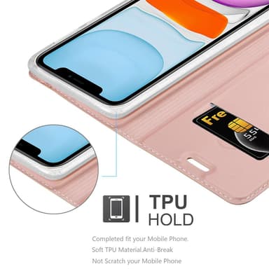 iPhone 11 Suojakuori Lompakkokotelo (Vaaleanpunainen)