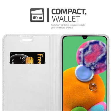 Samsung Galaxy A90 5G Suojakuori Lompakkokotelo (Hopea)