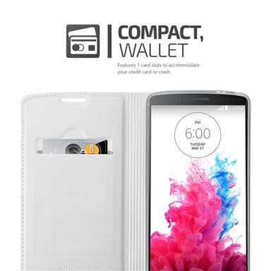 LG G3 Suojakuori Lompakkokotelo (Hopea)