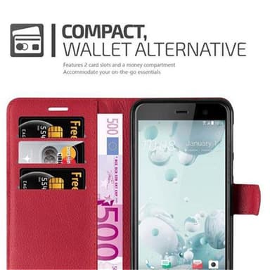 HTC U PLAY Suojakuori Lompakkokotelo (Punainen)