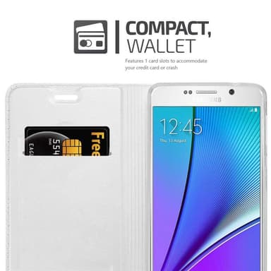 Samsung Galaxy NOTE 5 Suojakuori Lompakkokotelo (Hopea)