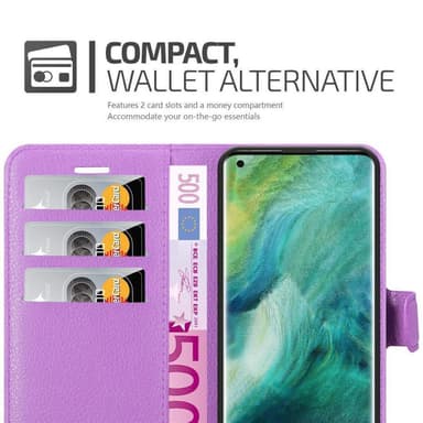 Oppo FIND X2 PRO Suojakuori Lompakkokotelo (Violetti)