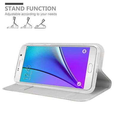 Samsung Galaxy NOTE 5 Suojakuori Lompakkokotelo (Hopea)