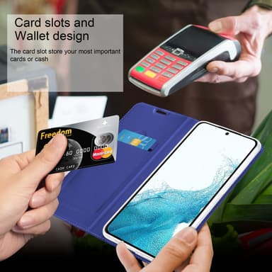 Samsung Galaxy S22 Suojakuori Lompakkokotelo (Sininen)