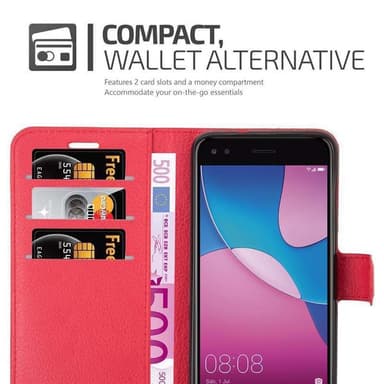 Huawei Y6 PRO 2017 Suojakuori Lompakkokotelo (Punainen)
