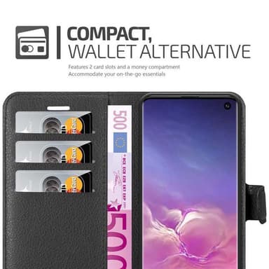 Samsung Galaxy S10 4G Suojakuori Lompakkokotelo (Musta)