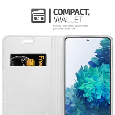 Samsung Galaxy S20 FE Suojakuori Lompakkokotelo (Hopea)