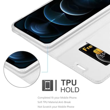 iPhone 12 PRO MAX Suojakuori Lompakkokotelo (Hopea)