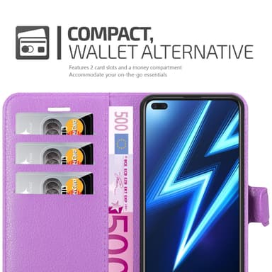 Realme 6 PRO Suojakuori Lompakkokotelo (Violetti)