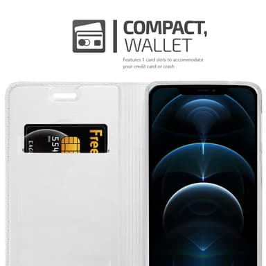 iPhone 12 PRO MAX Suojakuori Lompakkokotelo (Hopea)