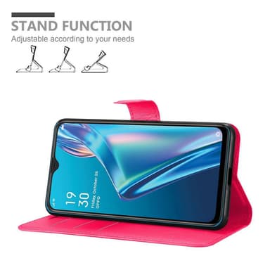 Oppo A12 Suojakuori Lompakkokotelo (Vaaleanpunainen)