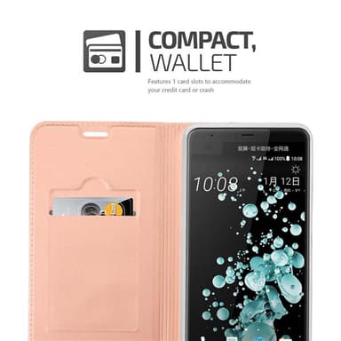 HTC U ULTRA Suojakuori Lompakkokotelo (Vaaleanpunainen)