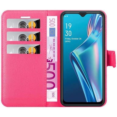 Oppo A12 Suojakuori Lompakkokotelo (Vaaleanpunainen)