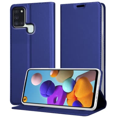 Samsung Galaxy A21s Suojakuori Lompakkokotelo (Sininen)