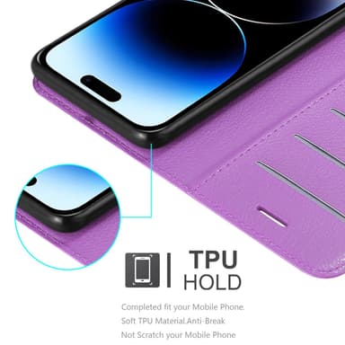 iPhone 14 PRO Suojakuori Lompakkokotelo (Violetti)