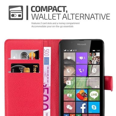 Nokia Lumia 540 Suojakuori Lompakkokotelo (Punainen)