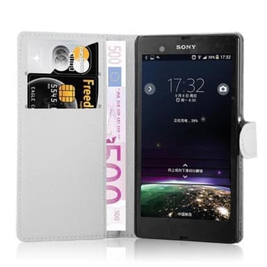 Sony Xperia Z Suojakuori Lompakkokotelo (Valkoinen)