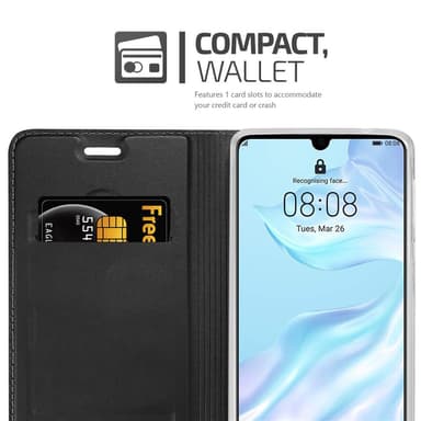 Huawei P30 Suojakuori Lompakkokotelo (Musta)