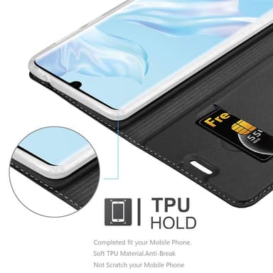 Huawei P30 PRO Suojakuori Lompakkokotelo (Musta)