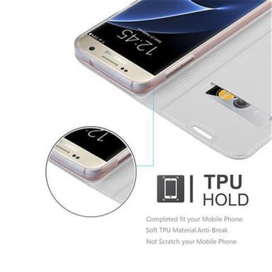 Samsung Galaxy S7 Suojakuori Lompakkokotelo (Hopea)