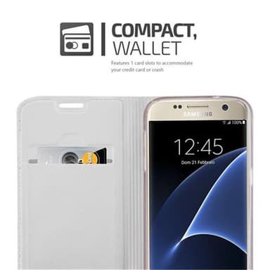 Samsung Galaxy S7 Suojakuori Lompakkokotelo (Hopea)