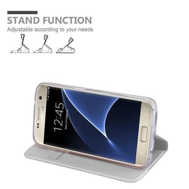 Samsung Galaxy S7 Suojakuori Lompakkokotelo (Hopea)