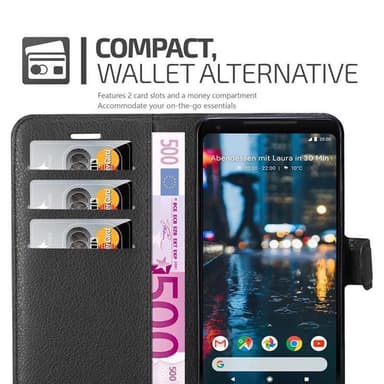 Google PIXEL 2 XL Suojakuori Lompakkokotelo (Musta)