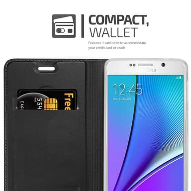 Samsung Galaxy NOTE 5 Suojakuori Lompakkokotelo (Musta)