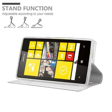 Nokia Lumia 520 / 521 Suojakuori Lompakkokotelo (Hopea)
