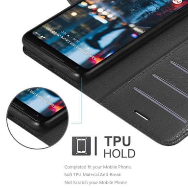 Google PIXEL 2 XL Suojakuori Lompakkokotelo (Musta)