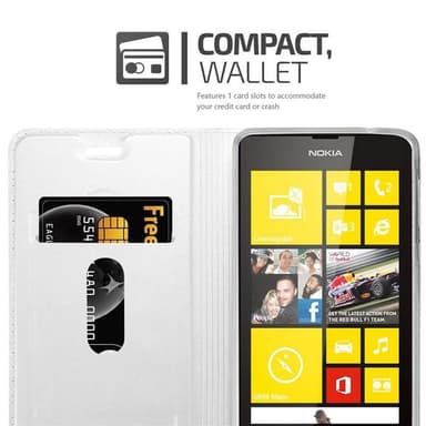 Nokia Lumia 520 / 521 Suojakuori Lompakkokotelo (Hopea)