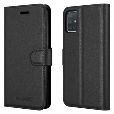 Samsung Galaxy A71 5G Suojakuori Lompakkokotelo (Musta)