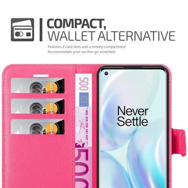 OnePlus 8 Suojakuori Lompakkokotelo (Vaaleanpunainen)