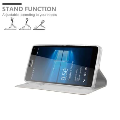 Nokia Lumia 950 XL Suojakuori Lompakkokotelo (Hopea)