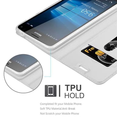 Nokia Lumia 950 XL Suojakuori Lompakkokotelo (Hopea)