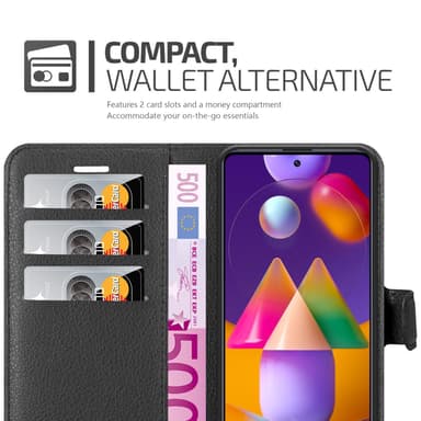 Samsung Galaxy M31s Suojakuori Lompakkokotelo (Musta)