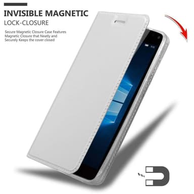 Nokia Lumia 950 XL Suojakuori Lompakkokotelo (Hopea)
